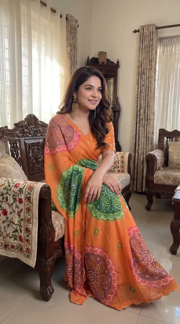 Marigold_Bandhani_Print_Cutdana_Handwork_Chiffon_Saree