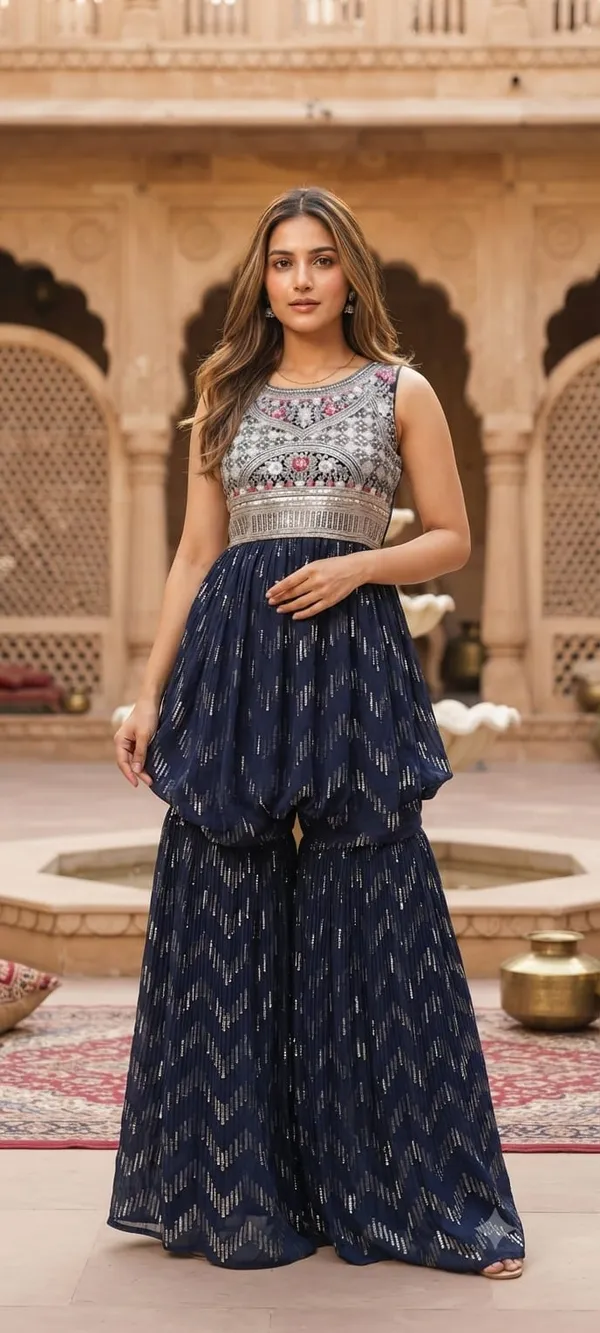 Midnight_Blue_Sequin-Embellished_Indo-western