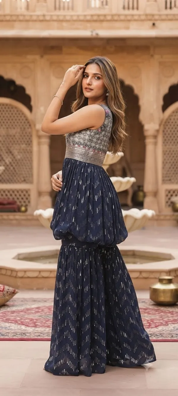 Midnight_Blue_Sequin-Embellished_Indo-western