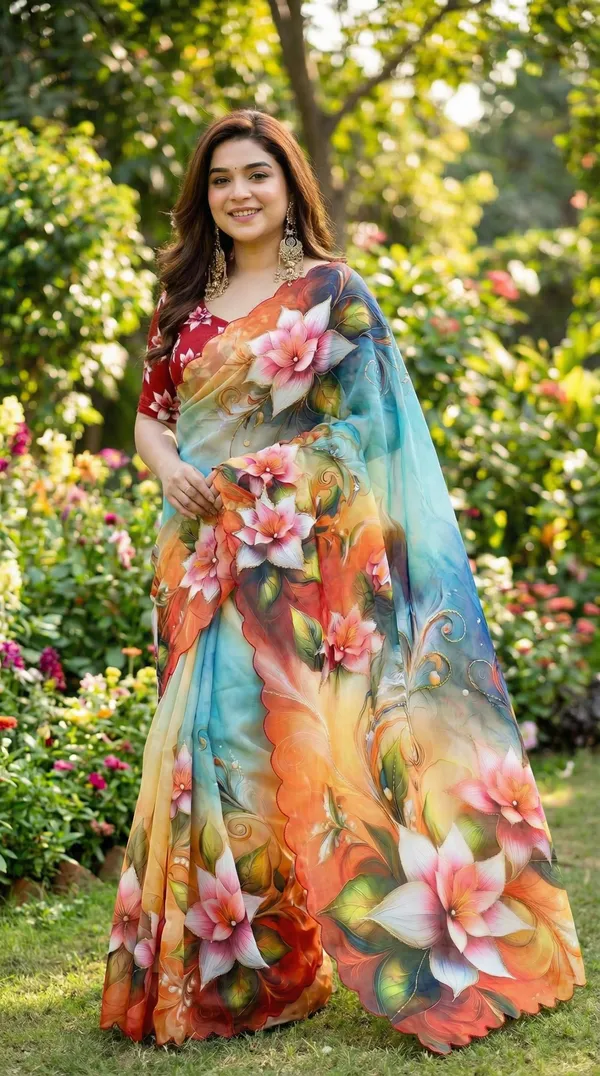 Sunset_Ombre_Floral_Georgette_Saree_With_Delicate_Hand_Work_&_Blouse_Piece
