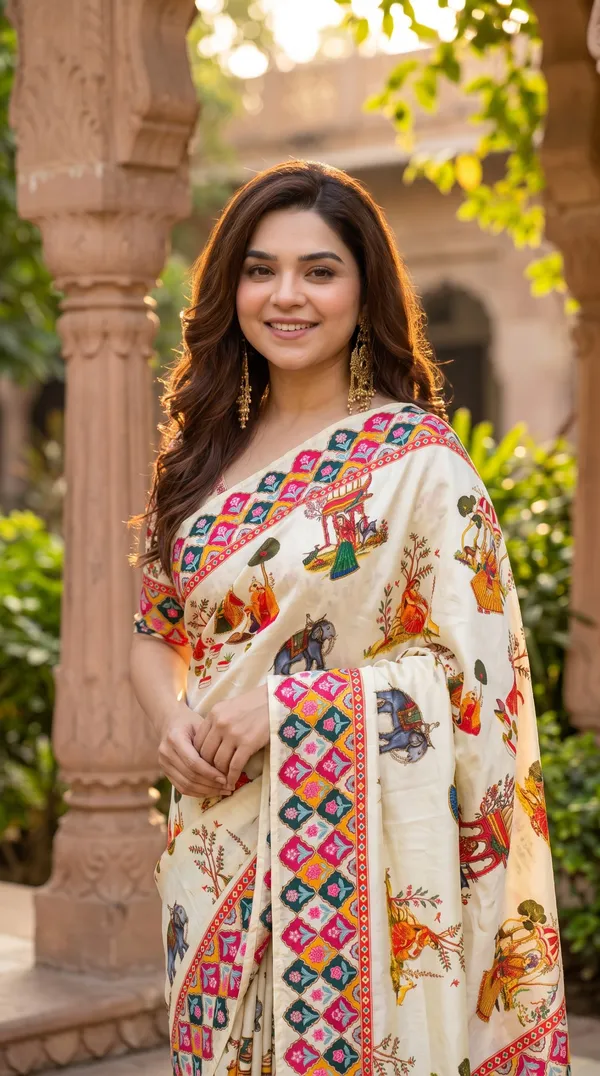 Off-White_Soft_Crepe_Satin_Saree_with_Handwork_&_Blouse_Piece