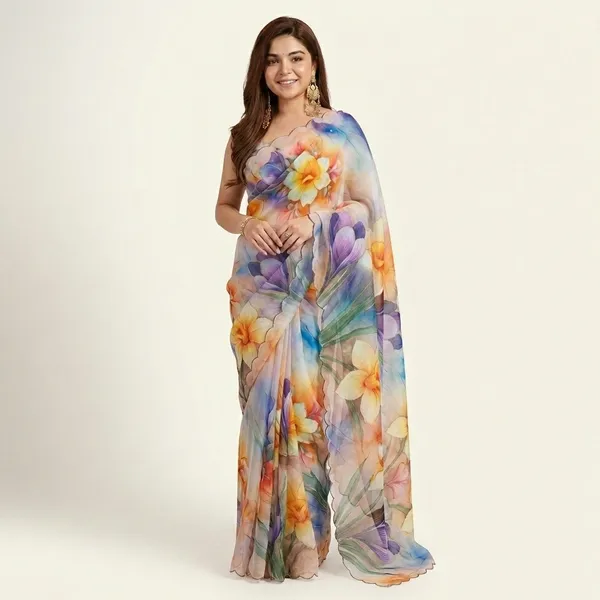 Rainbow_Pastel_Floral_Print_Georgette_Saree_With_Delicate_Hand_Work_&_Blouse_Piece