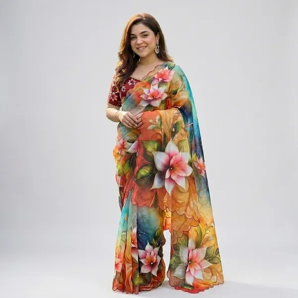 Sunset_Ombre_Floral_Georgette_Saree_With_Delicate_Hand_Work_&_Blouse_Piece