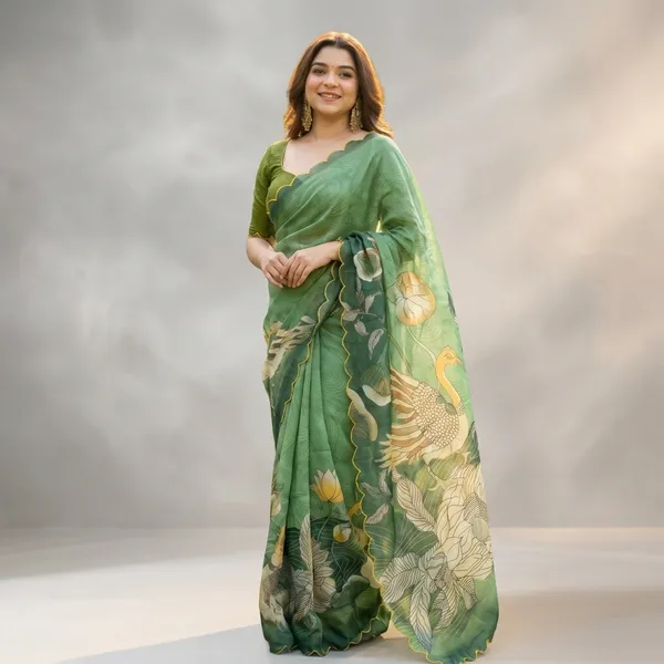Sage_Green_Floral_Georgette_Saree_With_Delicate_Hand_Work_&_Blouse_Piece