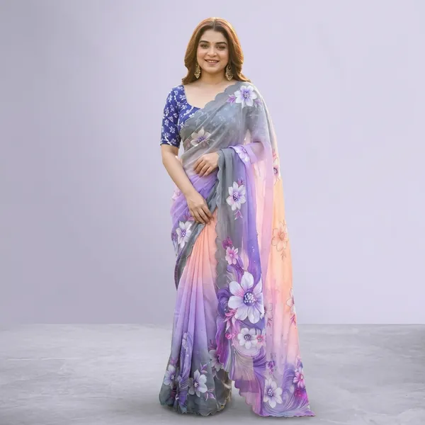 Lilac_Grey_Ombre_Floral_Georgette_Saree_With_Delicate_Hand_Work_&_Blouse_Piece