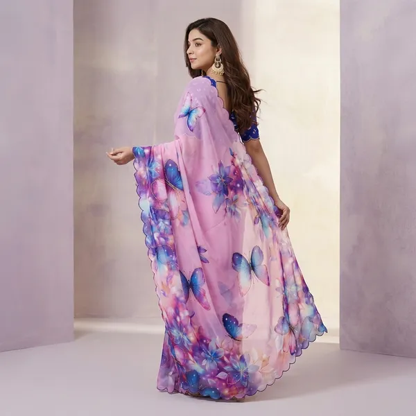 Pink_Purple_Floral_Georgette_Saree_With_Delicate_Hand_Work_&_Blouse_Piece