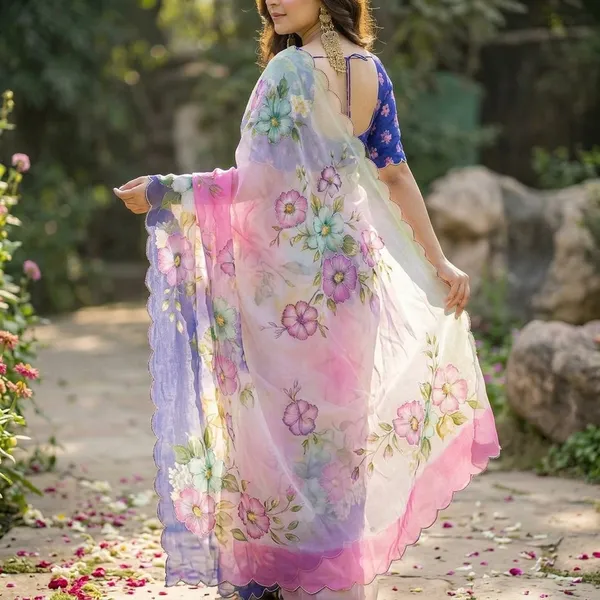 Pastel_Floral_Georgette_Saree_With_Delicate_Hand_Work_&_Blouse_Piece