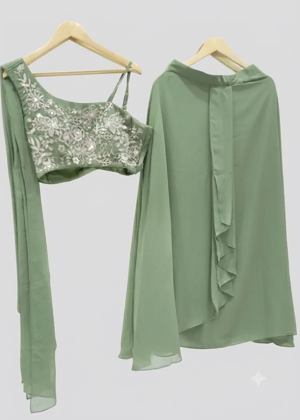 Sage_Green_One-Shoulder_Sequin_Indo-western