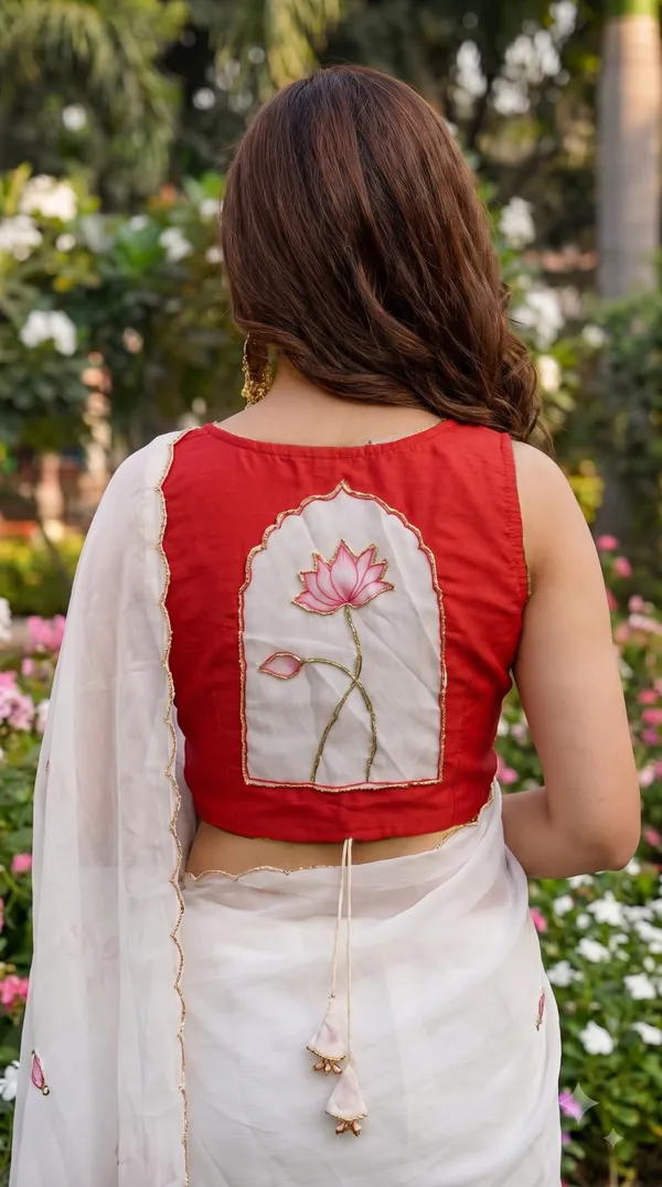 Shwet_Kamal_Digital_Print_Khatli_Handwork_Saree_With_Heavy_Border_&_Blouse_Piece