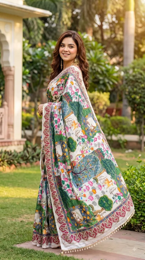 Ivory_Garden_Katdana_Chinnon_Silk_Saree_with_Hand_work_&_Blouse_Piece