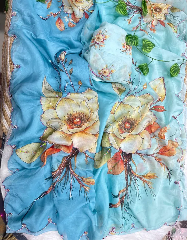 Sky_Bloom_Chinon_Silk_Khatli_Saree_with_Hand_work_&_Blouse_Piece