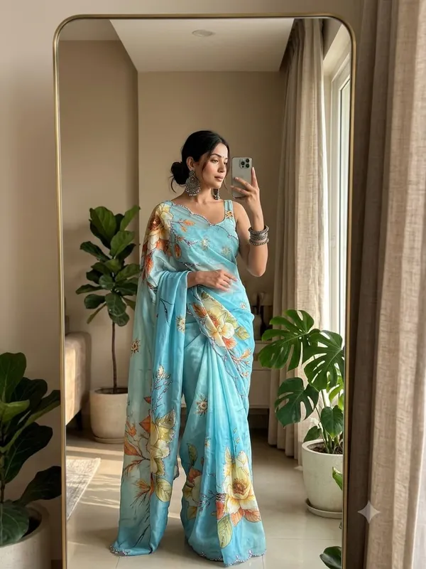 Sky_Bloom_Chinon_Silk_Khatli_Saree_with_Hand_work_&_Blouse_Piece