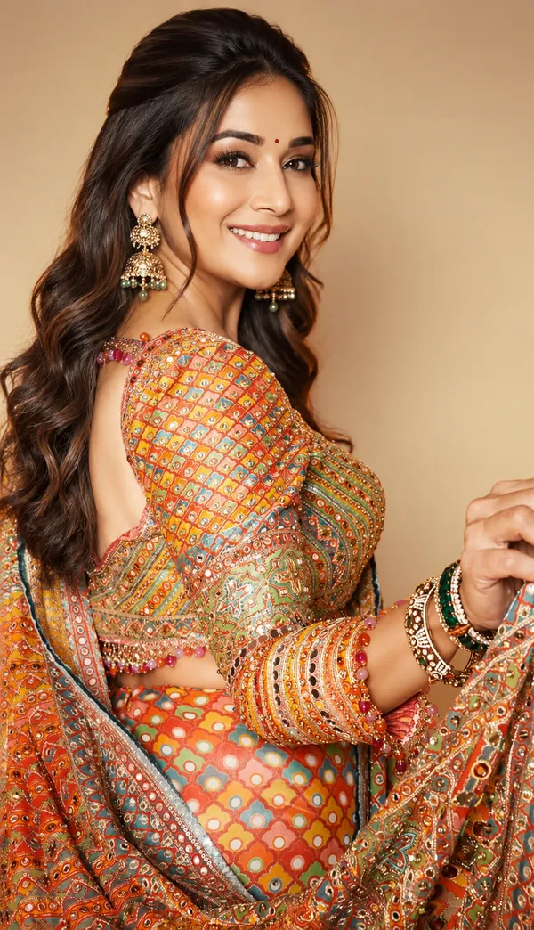 Sundari_Mirror_Mosaic_Chinnon_Silk_Saree_with_Hand_work_&_Blouse_Piece