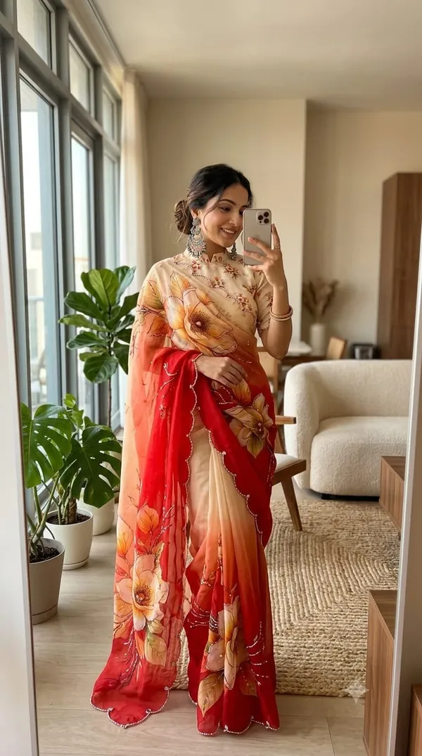 Sunset_Bloom_Chinon_Silk_Khatli_Saree_with_Hand_work_&_Blouse_Piece