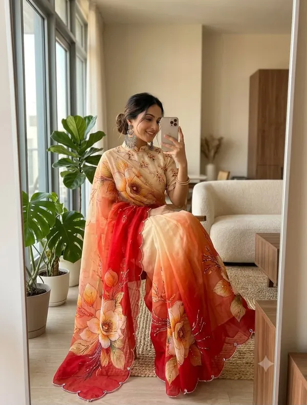 Sunset_Bloom_Chinon_Silk_Khatli_Saree_with_Hand_work_&_Blouse_Piece