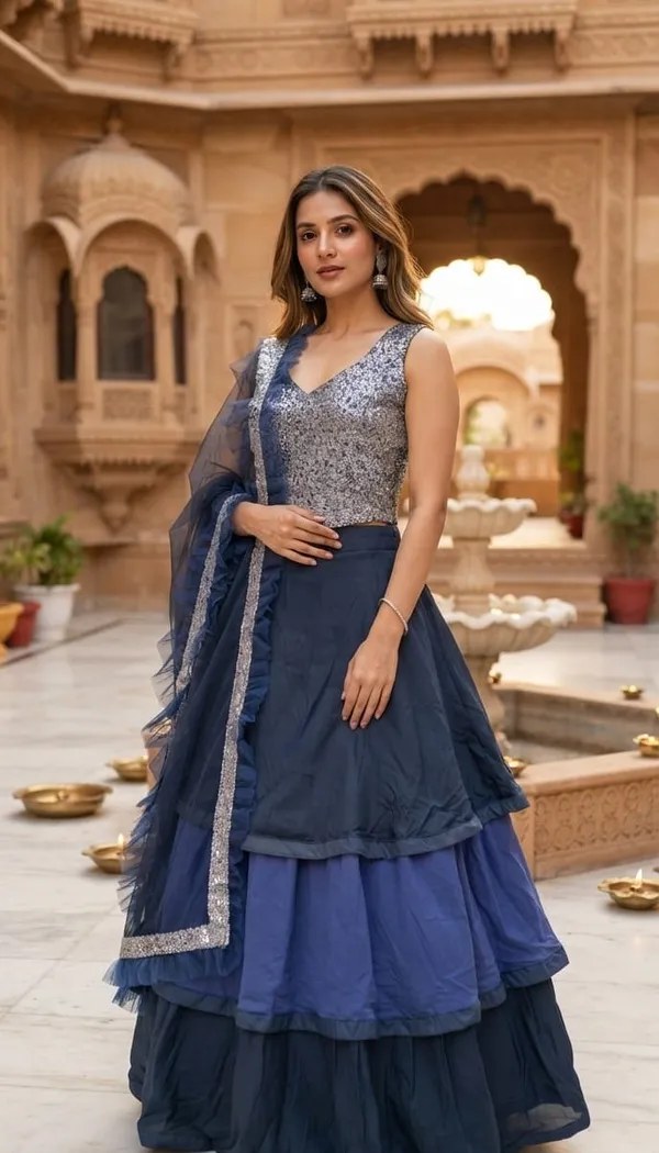 Twilight_Blue_Tiered_Layered_Indo-western