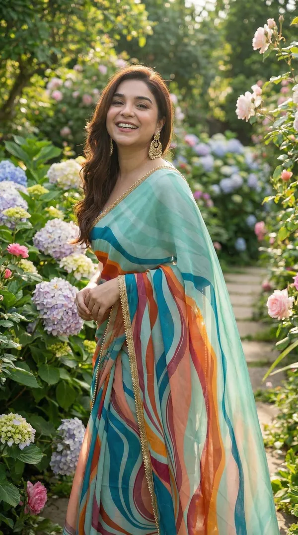 Pastel_Waves_Striped_Georgette_Saree_With_Heavy_Border_&_Blouse_Piece