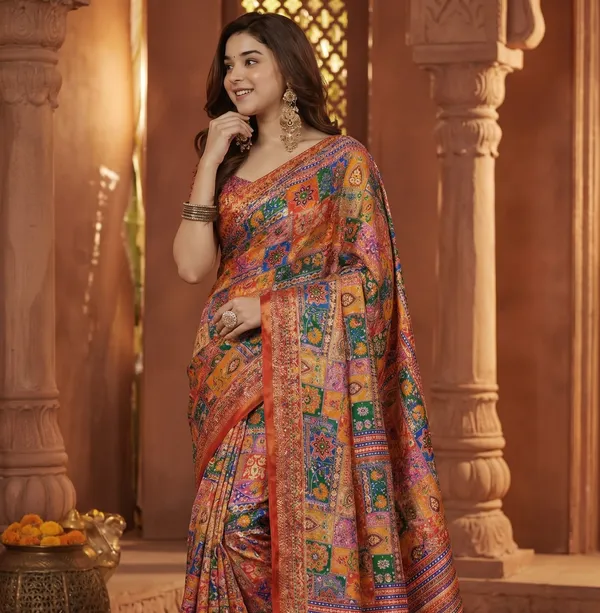Rangachitra_Chinon_Silk_Saree_With_Mirror_Work_&_Blouse_Piece