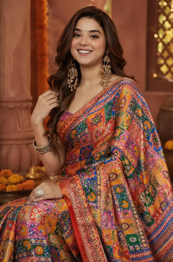 Rangachitra_Chinon_Silk_Saree_With_Mirror_Work_&_Blouse_Piece