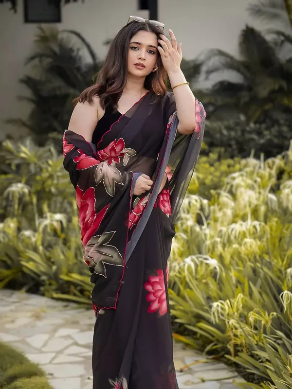 Lotus_Bloom_Georgette_Saree_With_Delicate_Hand_Work_&_Blouse_Piece