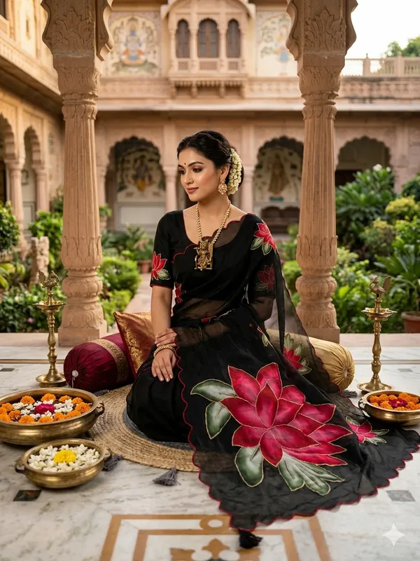 Lotus_Bloom_Georgette_Saree_With_Delicate_Hand_Work_&_Blouse_Piece