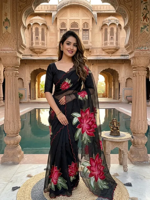 Lotus_Bloom_Georgette_Saree_With_Delicate_Hand_Work_&_Blouse_Piece