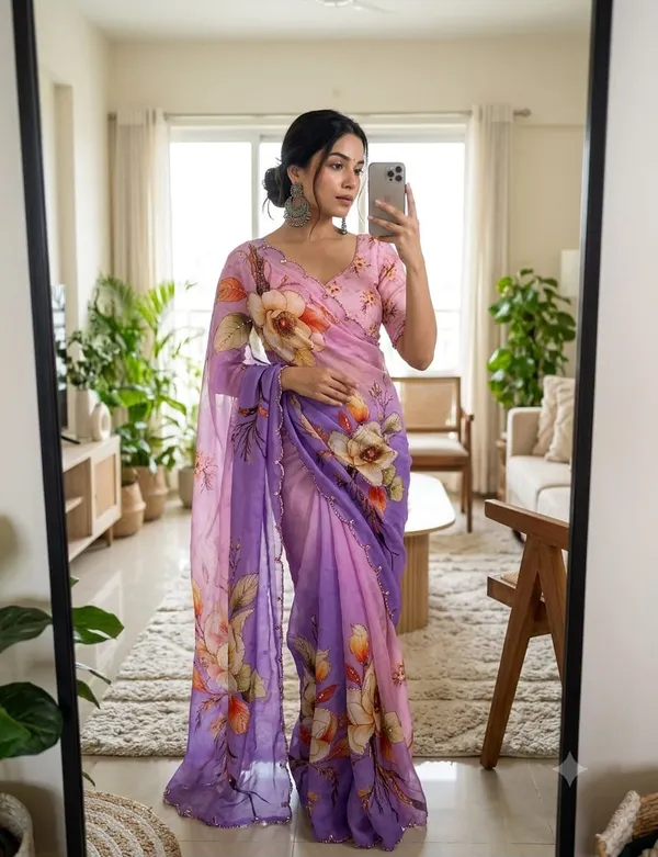 Lilac_Bloom_Chinon_Silk_Khatli_Saree_with_Hand_work_&_Blouse_Piece