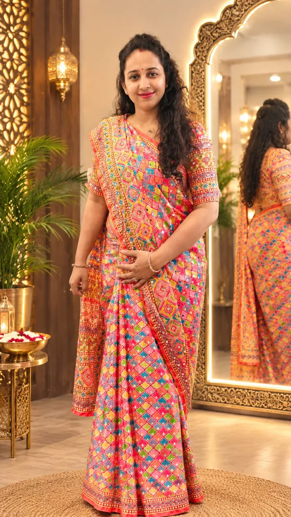 Sundari_Mirror_Mosaic_Chinnon_Silk_Saree_with_Hand_work_&_Blouse_Piece