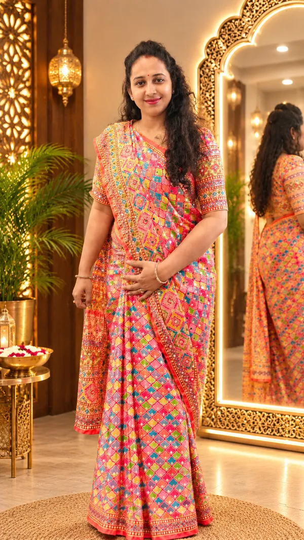 Sundari_Mirror_Mosaic_Chinnon_Silk_Saree_with_Hand_work_&_Blouse_Piece
