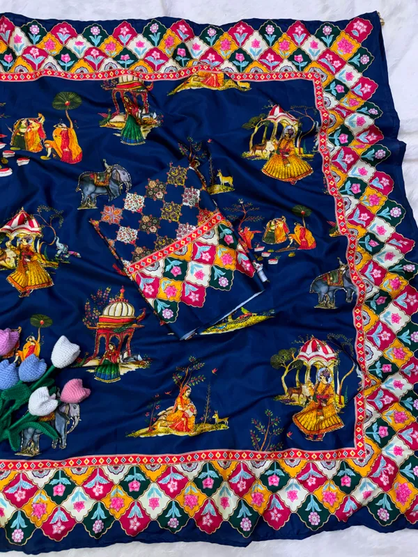 Navy_Blue_Soft_Crepe_Satin_Saree_with_Handwork_&_Blouse_Piece