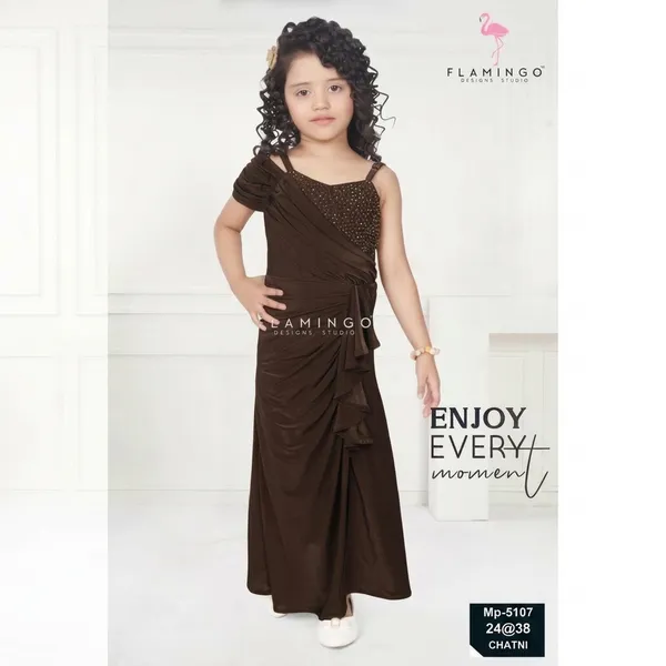 Brown_Embellished_Asymmetric_Draped_Party_Gown_For_Girls