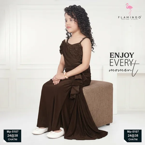 Brown_Embellished_Asymmetric_Draped_Party_Gown_For_Girls