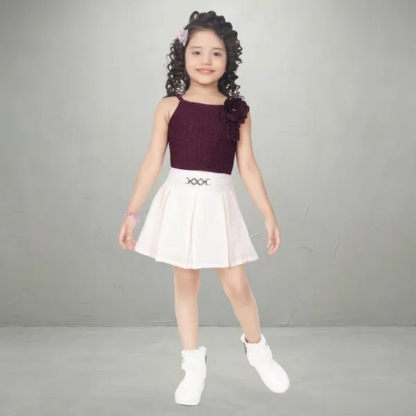 Wine_Cream_Pleated_Skirt_Party_Dress_For_Girls