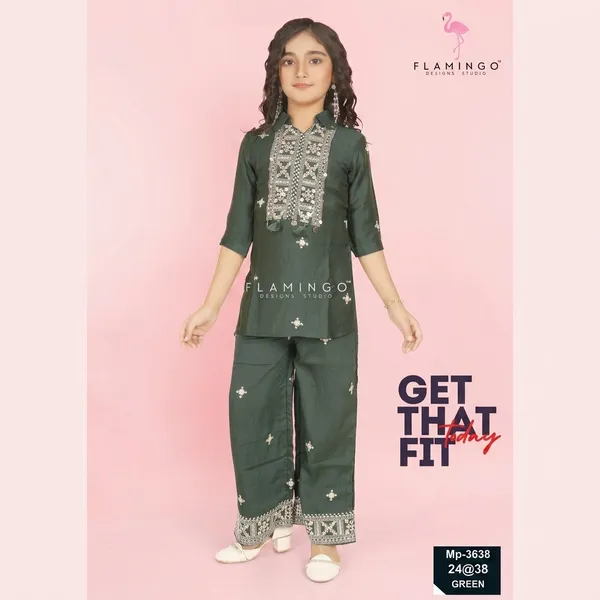 Green_Embroidered_Relaxed_Kurta_Palazzo_Set_For_Girls