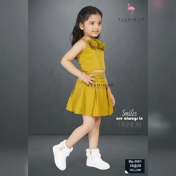 Yellow_Cotton_Floral_Embellished_Crop_Top_Skirt_Set_For_Girls