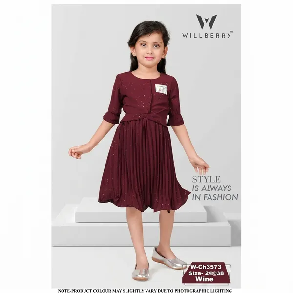 Maroon_Pleated_Dress_With_Jacket_For_Girls
