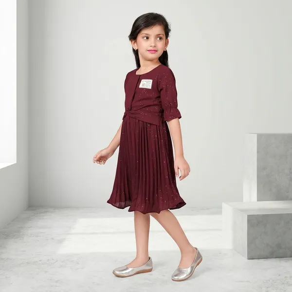 Maroon_Pleated_Dress_With_Jacket_For_Girls