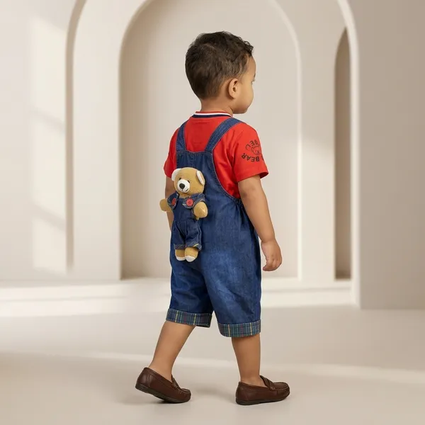Red_Cotton_Teddy_Bear_Applique_Dungaree_Set_For_Boys