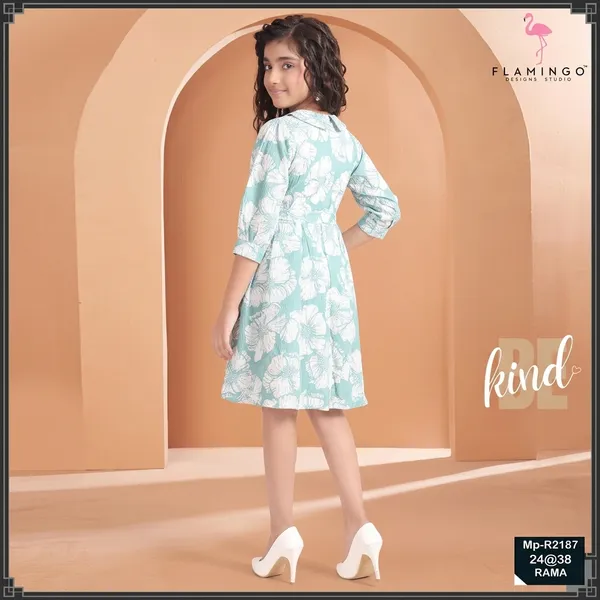 Mint_Green_Floral_Print_Fit_And_Flare_Dress_For_Girls