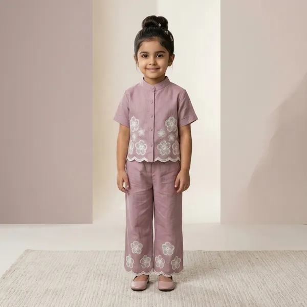 Mauve_Embroidered_Short_Kurta_And_Pant_Set_For_Girls