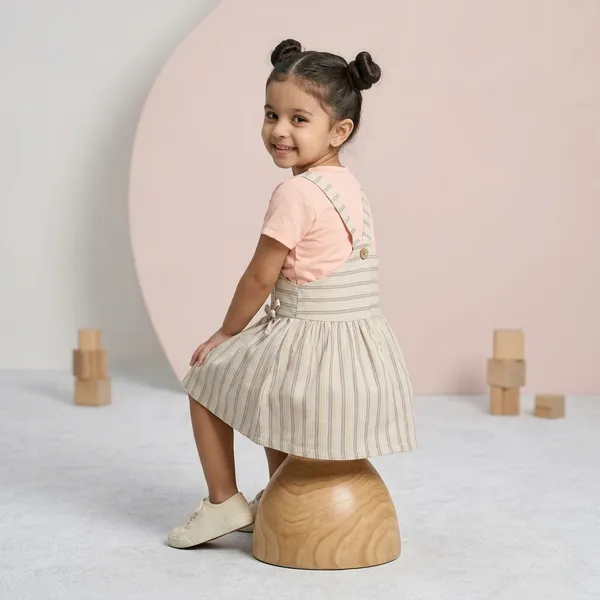Pink_White_Cotton_Striped_Pinafore_Dress_Set_For_Girls