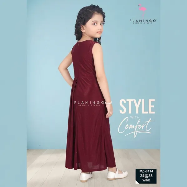 Wine_Sleeveless_Draped_Party_Gown_For_Girls