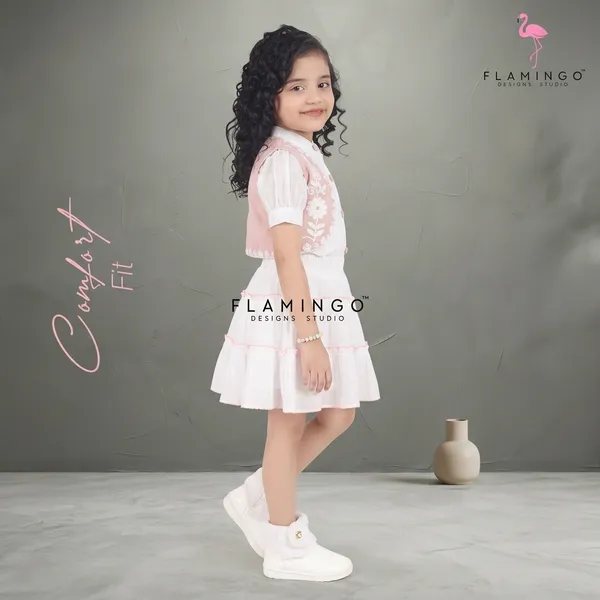 White_Cotton_Embroidered_Jacket_Dress_Set_For_Girls