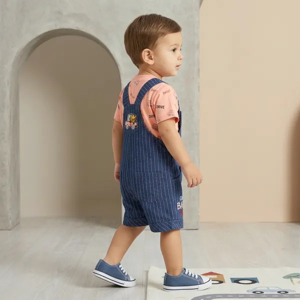 Blue_Denim_And_Peach_Cotton_Dungaree_Set_For_Boys