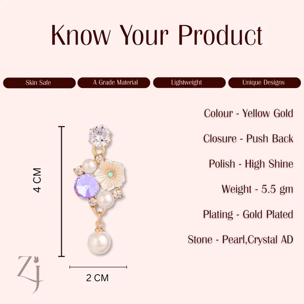 Gold_Tone_Pearl_Crystal_Floral_Drop_Earrings_For_Women