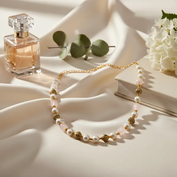 Gold_Plated_Pearl_Crystal_Bead_Necklace_For_Women
