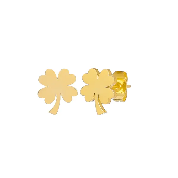 Gold_Four_Leaf_Clover_Stud_Earrings_For_Women