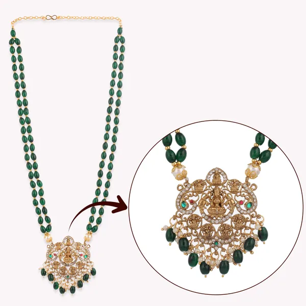 Green_Beaded_Gold_Plated_Temple_Pendant_Necklace