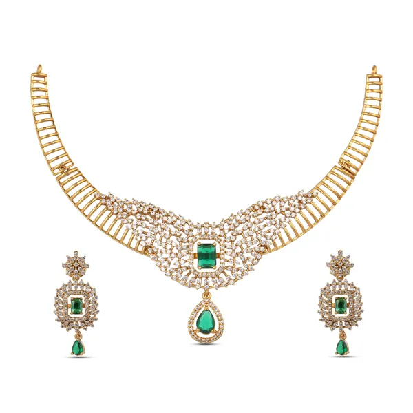 Gold_Plated_Green_Stone_Studded_Necklace_Set_For_Women
