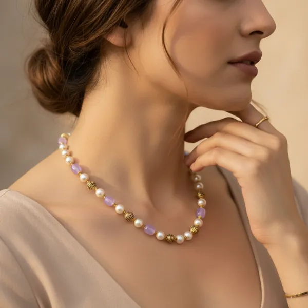 Gold_Plated_Pearl_And_Lavender_Crystal_Bead_Necklace